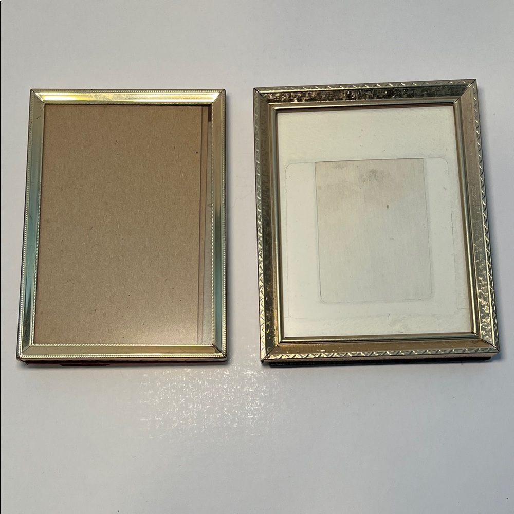 Set of Two Tiny Gold Picture Frames